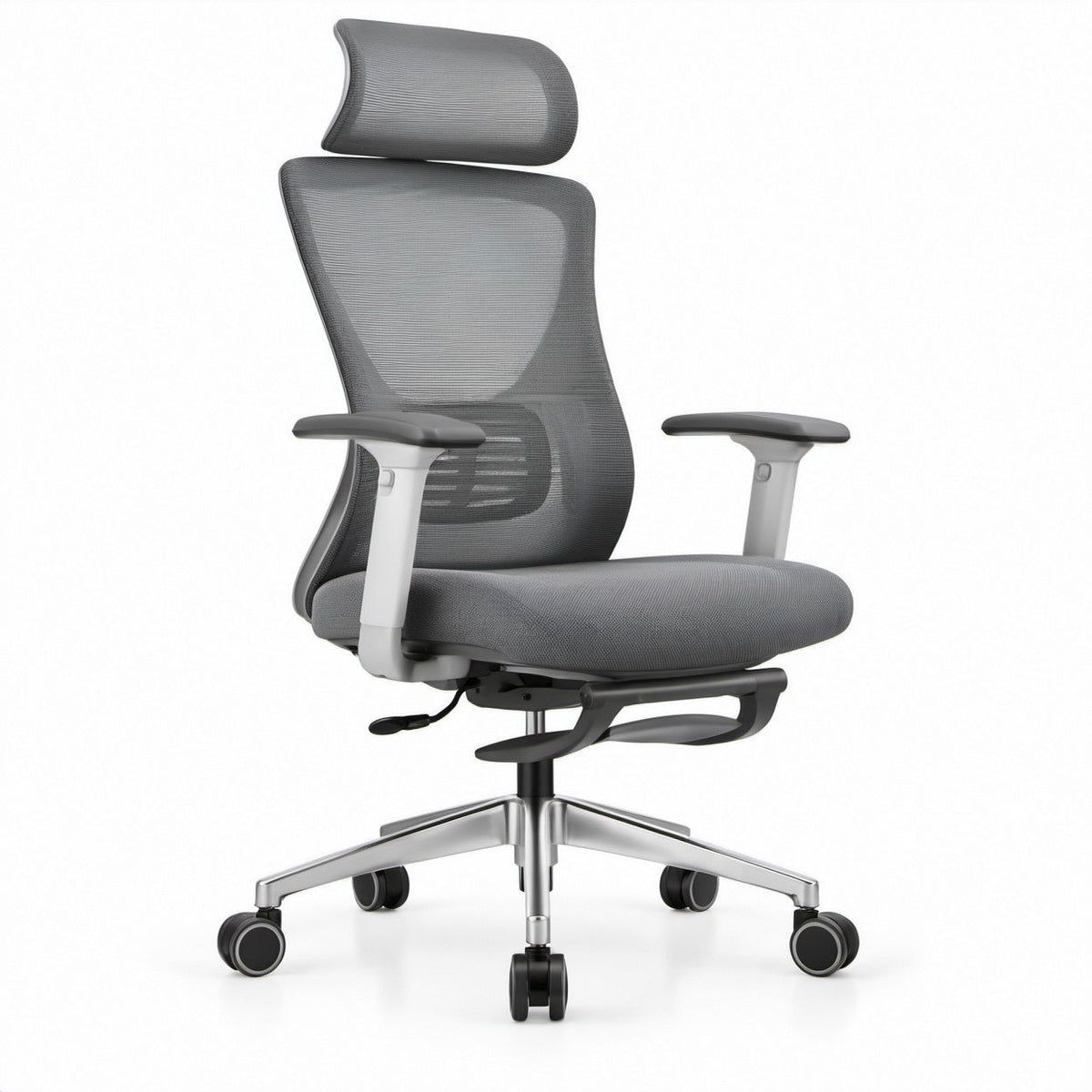 Sedia ergonomica girevole grigio antracite con poggiatesta, 68 x 68 x 118-128 cm