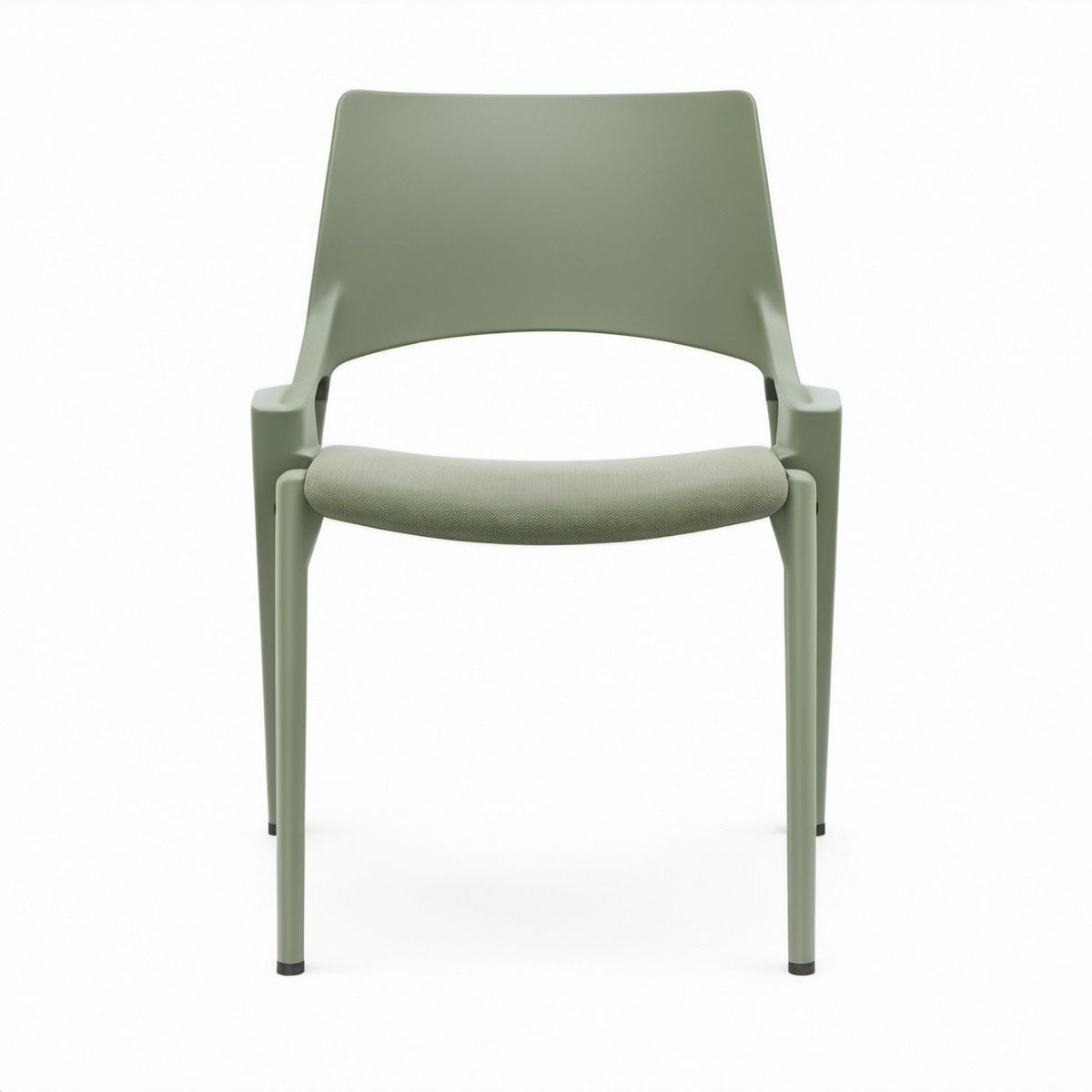 Sedia da ufficio fissa con braccioli e seduta imbottita verde salvia, 58 x 55 x 82 cm