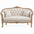 Divano classico curvo 2 posti Avorio e Noce Chiaro, 170 x 85 x 105 cm