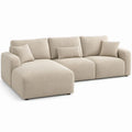 Divano angolare 3 posti con penisola sinistra Beige in poliestere, 280 x 160 x 85 cm