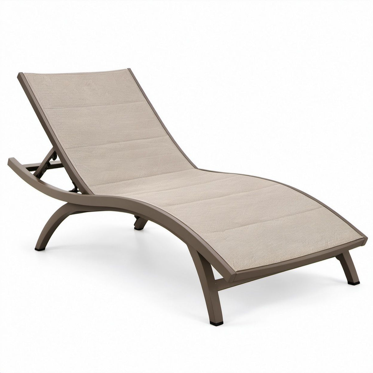 Lettino prendisole curvo regolabile Beige e Tortora in alluminio e textilene, 193 x 63 x 95 cm