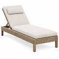 Lettino prendisole reclinabile in rattan PE beige con cuscini, 200 x 65 x 32 cm