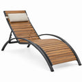 Lettino prendisole curvo da esterno in acacia e alluminio Marrone/Nero/Beige 195 x 65 x 85 cm
