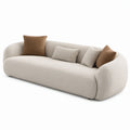 Divano curvo 3 posti in bouclé beige, 230 x 100 x 75 cm