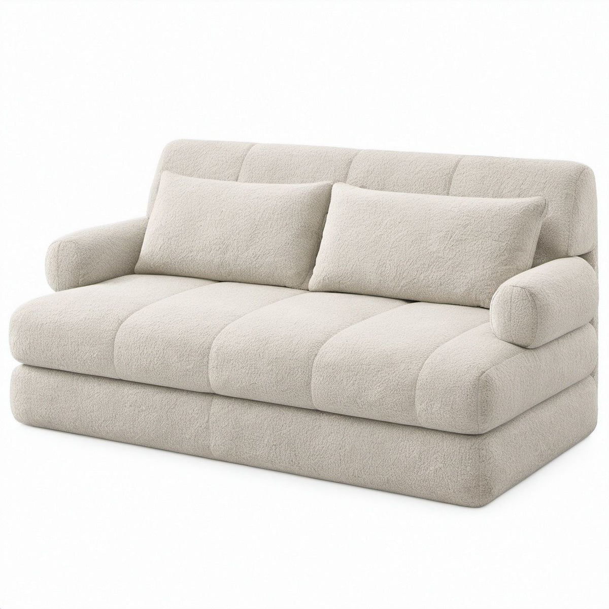 Divano 2 posti in bouclé beige chiaro, 180 x 95 x 82 cm