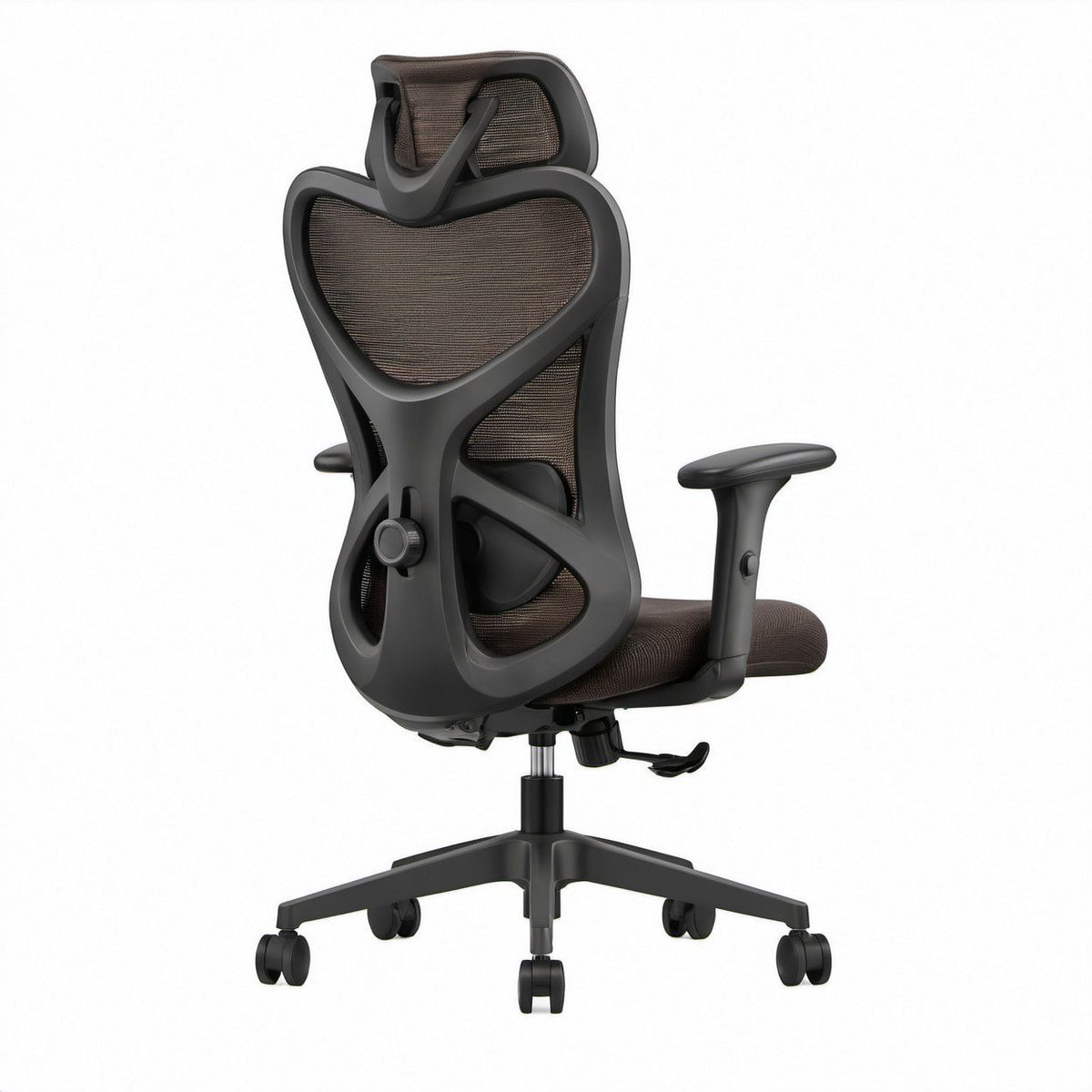 Sedia da ufficio ergonomica girevole con poggiatesta in rete Marrone/Nero, 66 x 66 x 118-128 cm