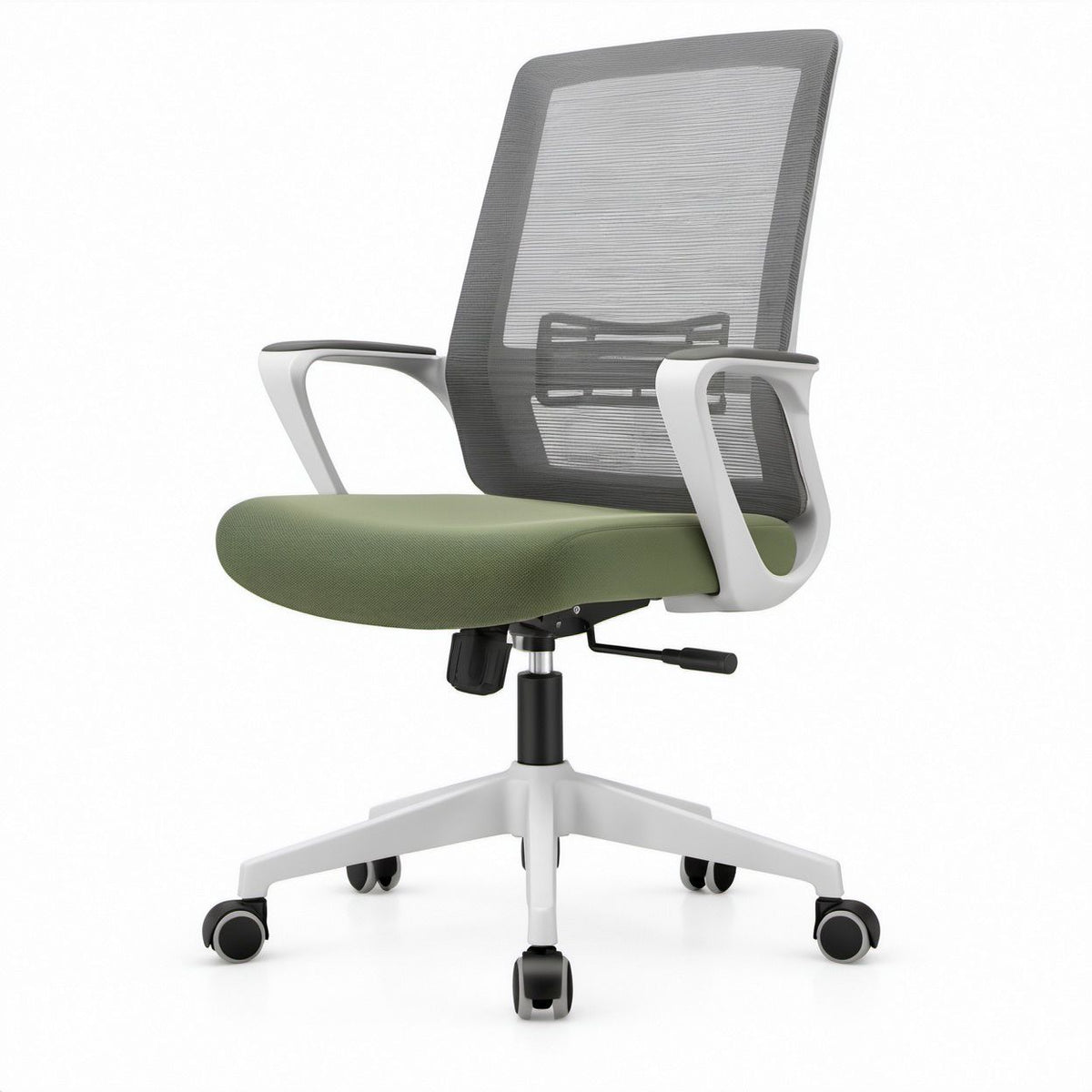 Sedia da ufficio ergonomica girevole in rete verde, bianca, grigio scuro e nera, 65 x 65 x 116-126 cm
