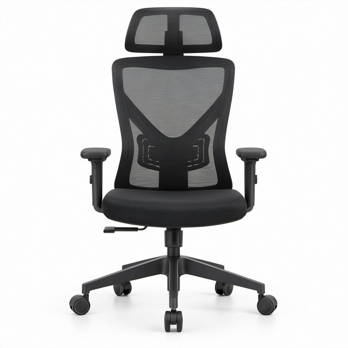 Sedia da ufficio ergonomica girevole nera in rete, 66 x 66 x 118-128 cm