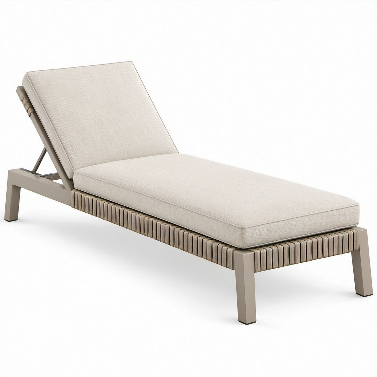 Lettino prendisole reclinabile Beige/Tortora in alluminio e polipropilene, 200 x 75 x 35 cm