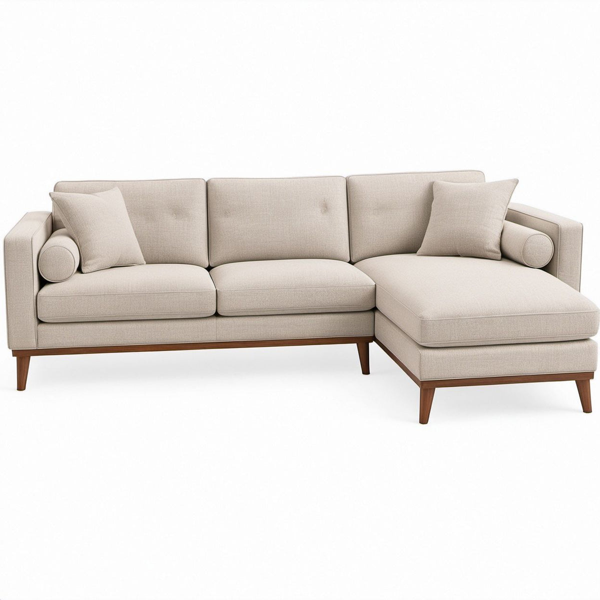 Divano angolare 3 posti con chaise longue beige, 250 x 160 x 85 cm