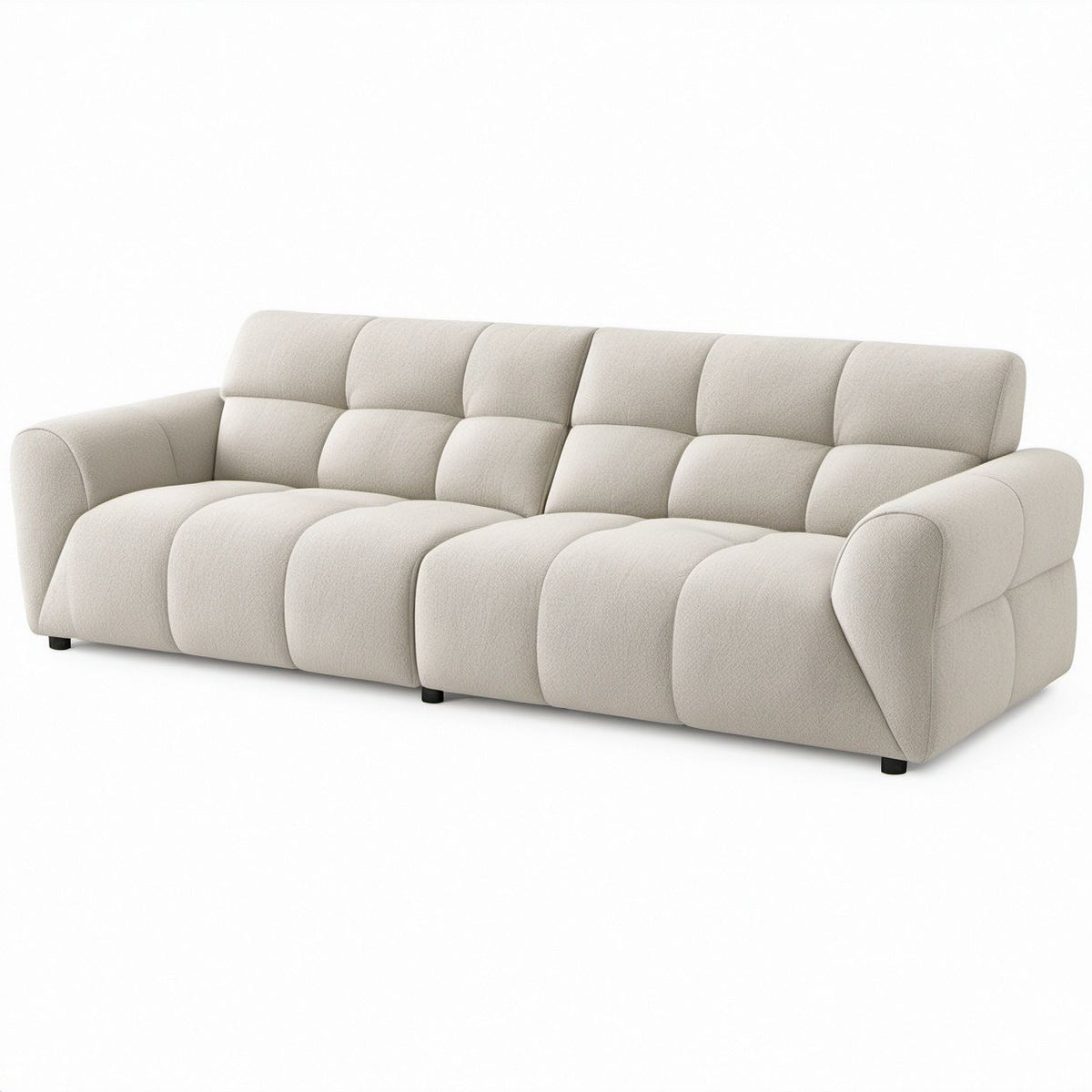 Divano lineare 3 posti beige in poliestere, 220 x 95 x 88 cm